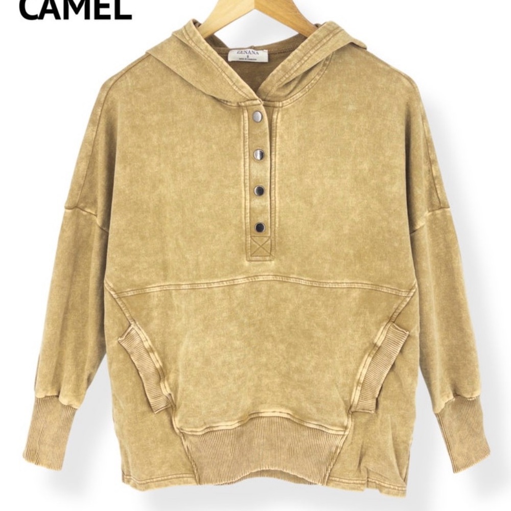 Acid Washed Camel Hoodie
